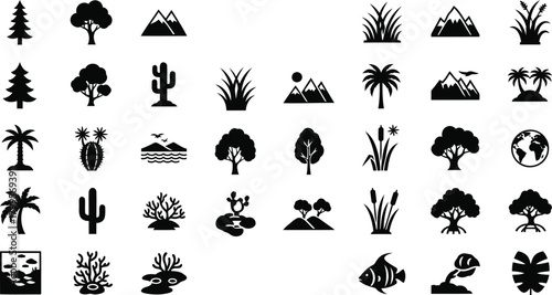 Nature and Landscape Environment Icons Set