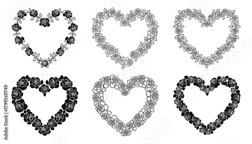 Set of heart shape flower alphabet vector illustration design pattern for love celebration