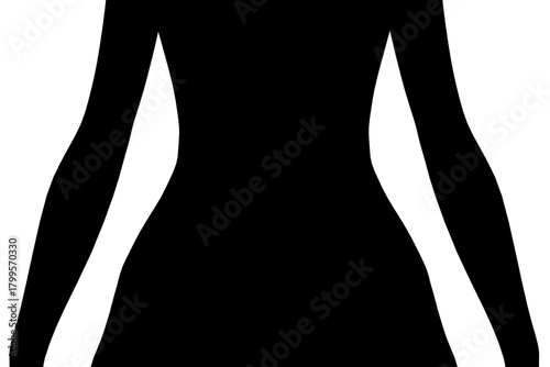 Black and white silhouette of a female torso. Vector illustration