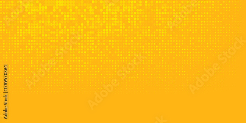 Yellow halftone pattern. Retro comic gradient background. Bright orange pixelated dotted texture overlay concept. dots vector ilustration