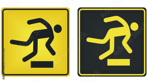 Caution step sign. vector illustration