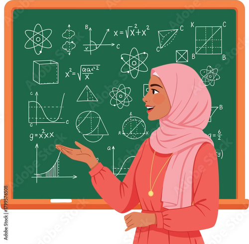 teacher in front of blackboard