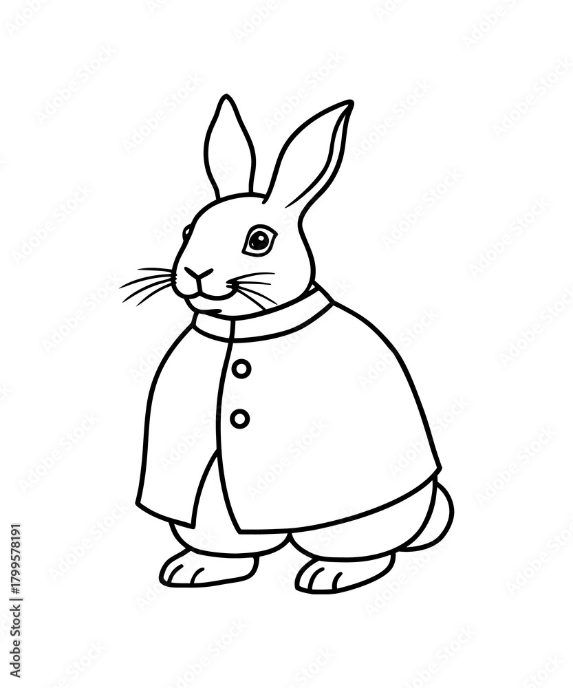 Obraz premium Whimsical Bunny Gentleman A Charming Illustration of a Rabbit in a Smart Jacket with Buttons