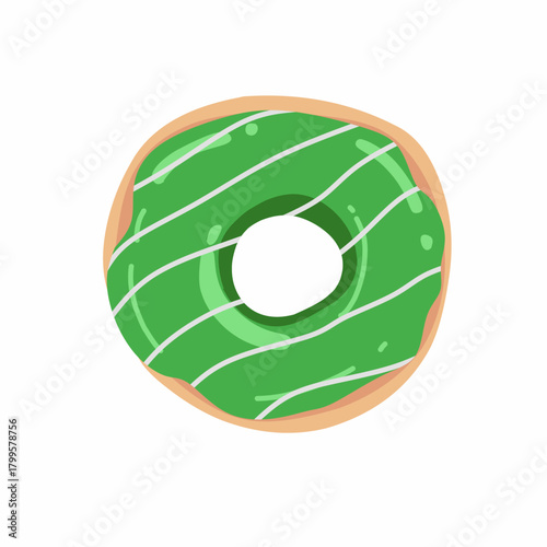 Vector illustration of donut with matcha glaze topping