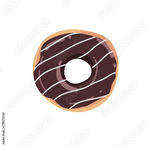 Vector illustration of donut with chocolate glaze topping