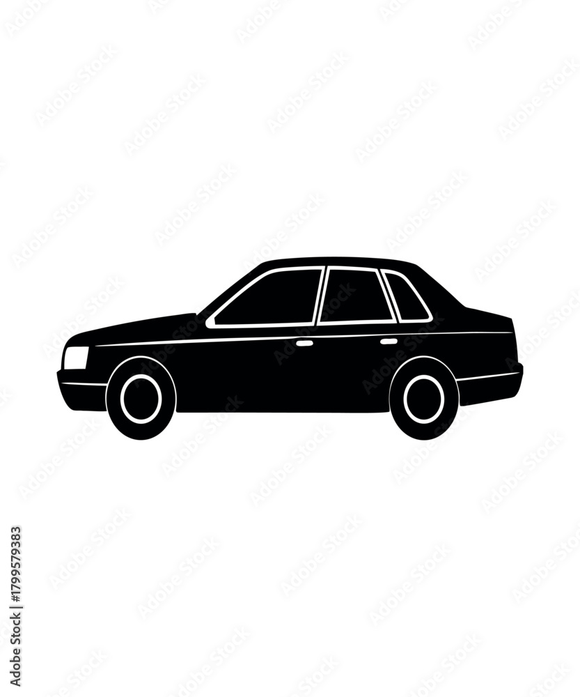 Fototapeta premium Sleek Sedan Silhouette The Timeless Automotive Icon Representing Elegance and Style in a Minimalist Black and White Design Aesthetic