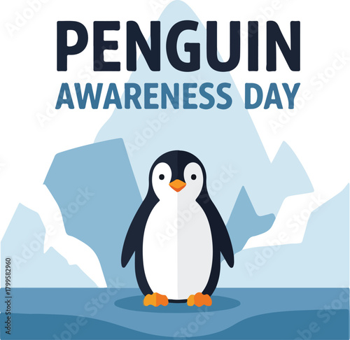 Promote Penguin Awareness Day with this cute penguin illustration, perfect for conservation efforts and educational campaigns about these amazing animals