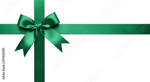 Elegant emerald green ribbon and bow for festive gift design