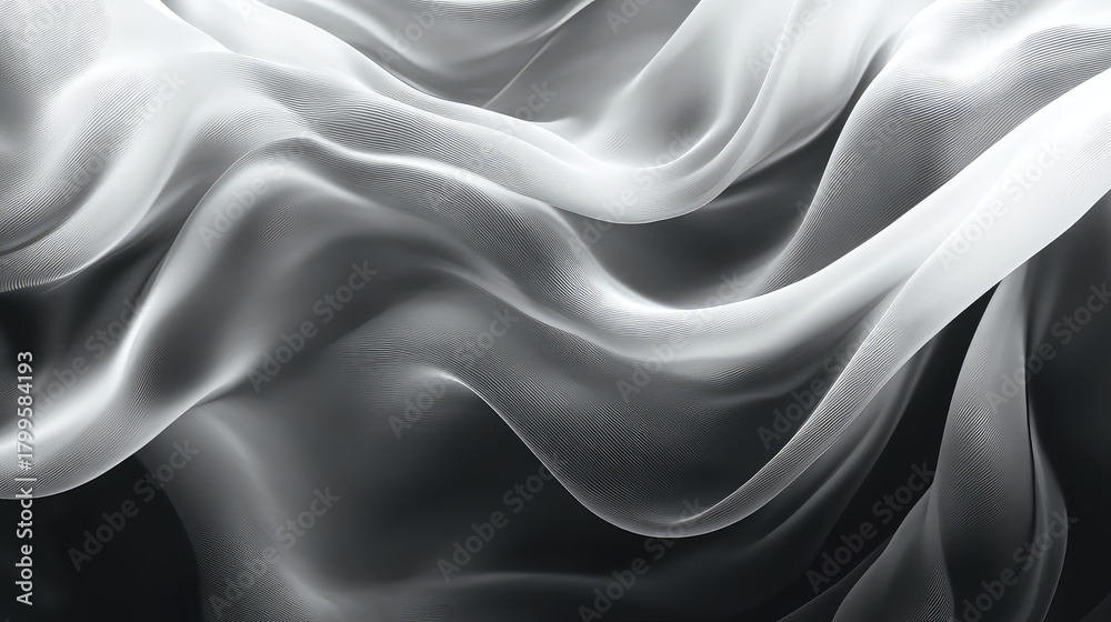 Fototapeta premium Waving white fabric creating abstract flowing texture background