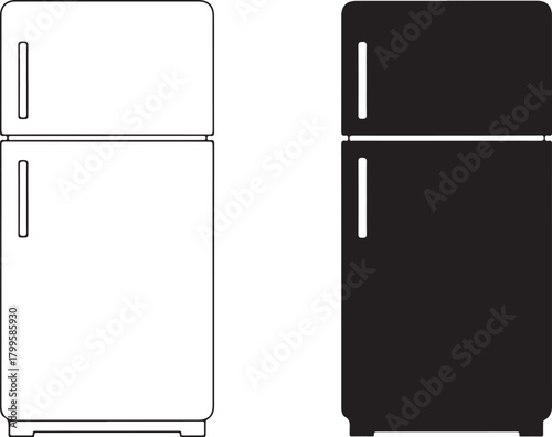 Modern kitchen appliance design, fridge icon set