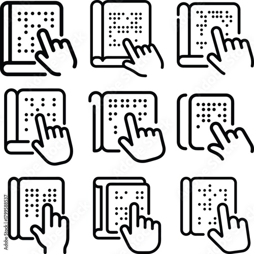 Braille display with finger interaction icons