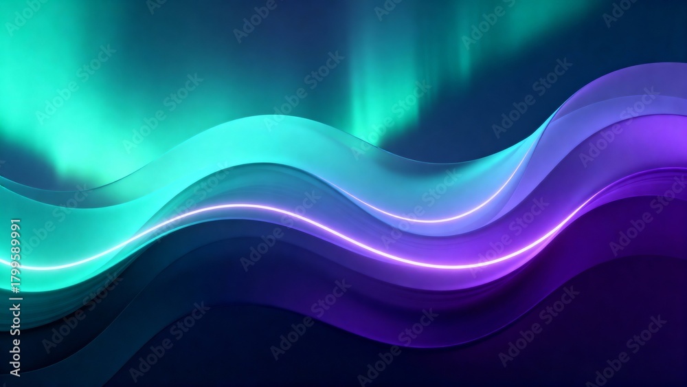 Obraz premium Vibrant Abstract Waves with Neon Glow in Teal and Purple