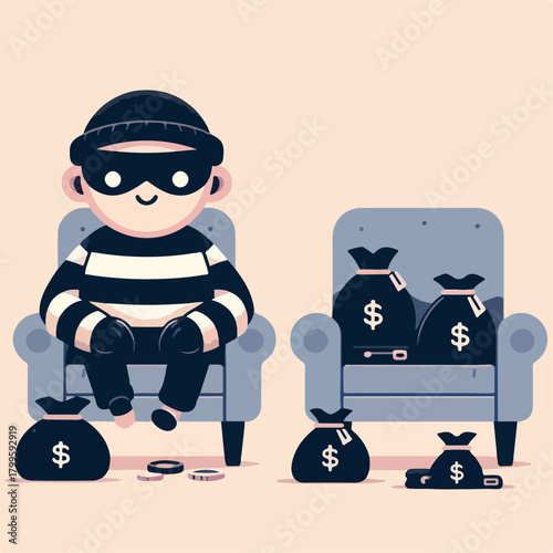 flat illustration of a thief