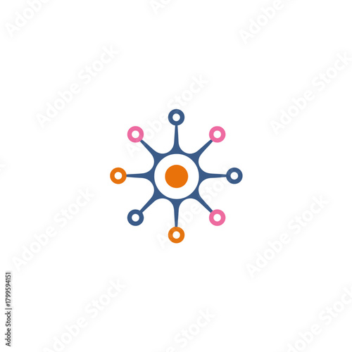 Abstract connected network icon. Modern digital technology concept illustrating connections, data transfer, communication, and neural pathways.
