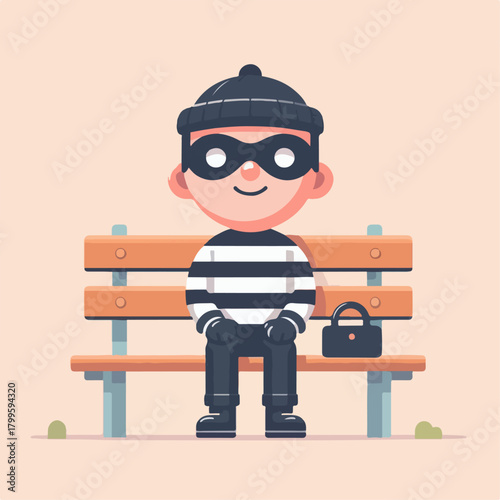flat illustration of a thief