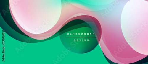 Abstract fluid shapes blend, creating vibrant gradient background. Modern design features overlapping layers, soft colors.