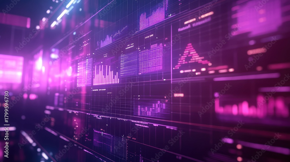 Obraz premium Digital interface displaying financial data and analytics