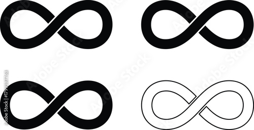 Black Infinity Symbol Icon Set Vector Illustration