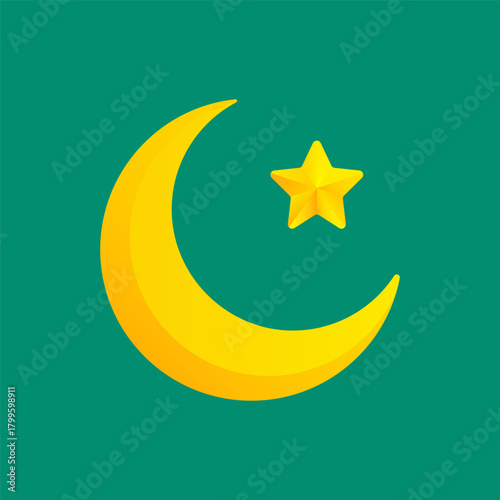 Star and crescent - symbol of Islam flat icon for apps and websites