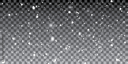 Vector heavy snowfall, snowflakes in different shapes and forms. Snow flakes, snow background. 