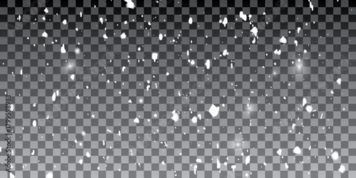 Vector heavy snowfall, snowflakes in different shapes and forms. Snow flakes, snow background. 