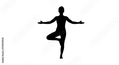 Graceful silhouette of a person performing a balanced yoga pose, embodying mindfulness and inner peace for holistic well-being