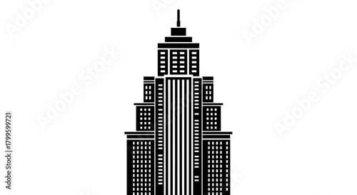 Striking black and white skyscraper silhouette captures the essence of modern urban architecture and city skyline grandeur.