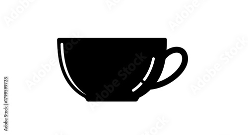Sleek black coffee cup icon with clean lines, perfect for modern cafe branding and beverage promotion