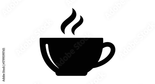 Steaming hot coffee cup icon for morning warmth and cozy beverage moments, perfect for cafe and restaurant branding