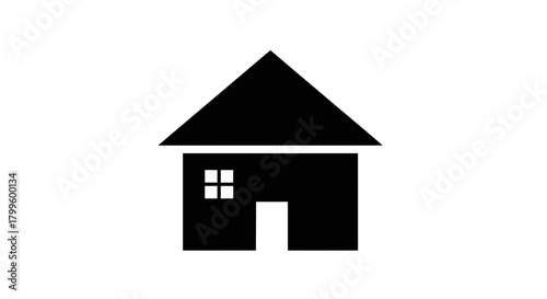 Simple black house icon representing home, real estate, and shelter, perfect for modern and clean designs.