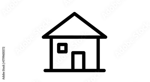 Simple house outline icon symbolizing home property real estate ownership and shelter for families building dreams