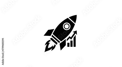 Launch your business to soaring success with this dynamic rocket and growth chart concept symbolizing ambition and progress.