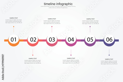 Modern business infographic for company milestones timeline template with flat icons. Easy to use for your website or presentation.