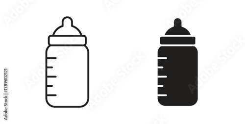 Baby bottle icon Isolated flat vector in outline collection on white background