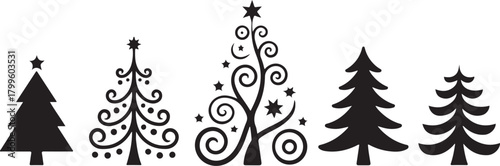 Christmas silhouette card design showcases a graceful deer standing beside festive baubles and gift boxes placed beneath a holiday scene