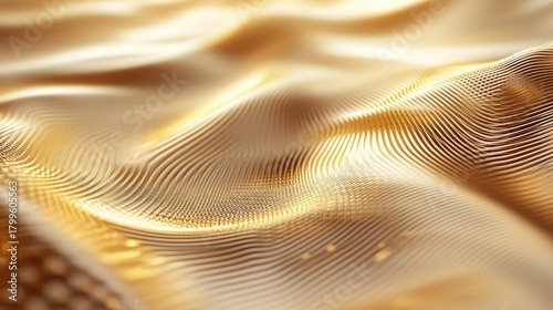 Golden abstract flowing fabric pattern creating luxury background