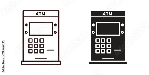 Cash Machine icon Isolated flat vector in outline collection on white background