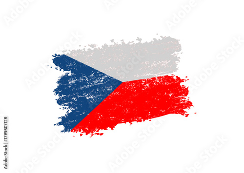 Czech republic flag distressed brush stroke vector illustration, isolated