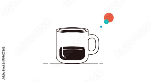 A delicious steaming coffee cup with abstract colorful shapes rising above it.
