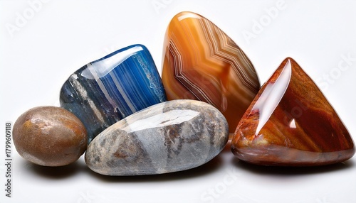 Polished Franklinite And Zincite Minerals On White