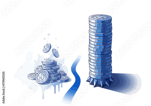 Coin Stacks and Financial Flow A Visual Metaphor.