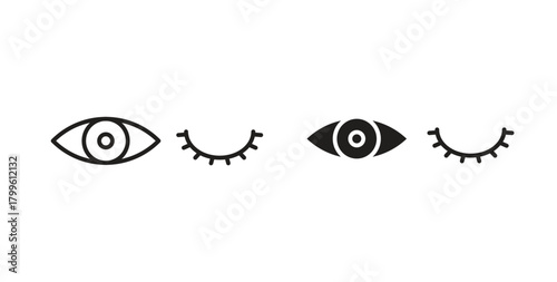 Eyes open and closed icon Isolated flat vector in outline collection on white background