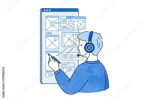 User Experience Designer Working on Website Wireframes.