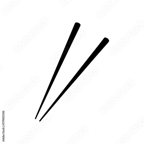 Minimalist black silhouette of traditional asian chopsticks