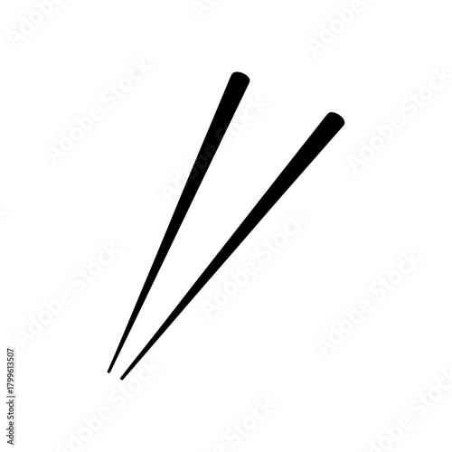 Minimalist black silhouette of traditional asian chopsticks
