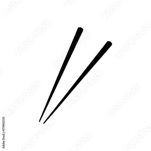 Minimalist black silhouette of traditional asian chopsticks
