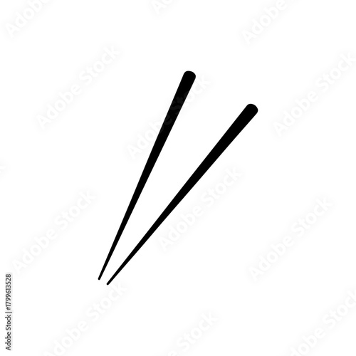 Minimalist black silhouette of traditional asian chopsticks