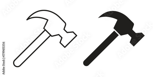 Hammer icon Isolated flat vector in outline collection on white background