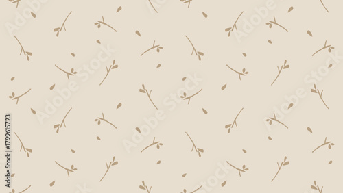 Seamless minimal branch pattern on cream background in vector style