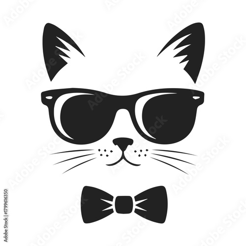 Cool cat with sunglasses silhouette vector illustration